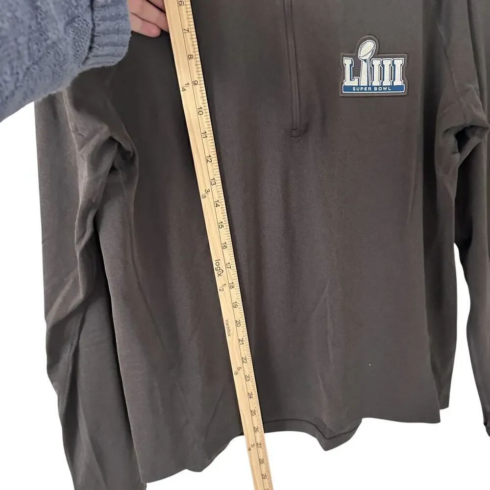 NFL Superbowl LIII (2019)‎ Nike Dri-Fit 1/4 Zip Grey Pullover Running Shirt XL